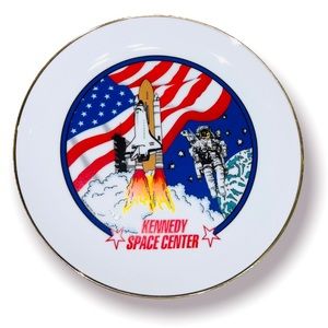 usa president kennedy space center plate american flag Astronaut Rocket